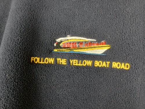 "Follow The Yellow Boat Road" Fleece Zip Up "Tazmania" 2XL Dark Blue - Picture 3 of 3