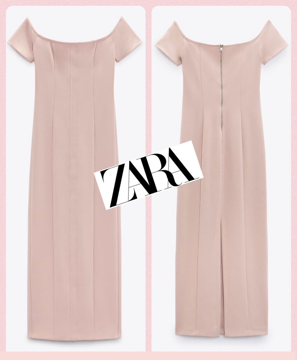 pink off the shoulder dress zara ZARA OFF THE SHOULDER PINKISH RED COTTON SHORT DRESS sz M NEW COLLECTION