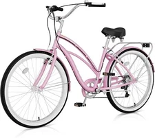 H&ZT 24/26 Inch Beach Cruiser Bike 7 Speed City Bike Commuter Bicycle Men Women
