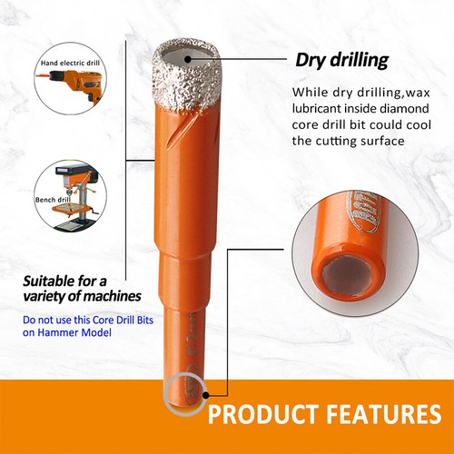 5pcs 1/4'' Diamond Drill Bit Hole Saw Cutter Ceramic Tile Granite +Free Shipping - Picture 3 of 9
