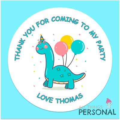 thank you for coming to my party dinosaur stickers