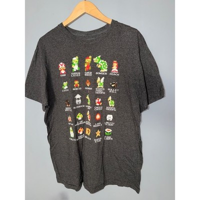 Super Mario Bros Pixelated Character Graphic T Shirt Mens XL Dark Gray Nintendo
