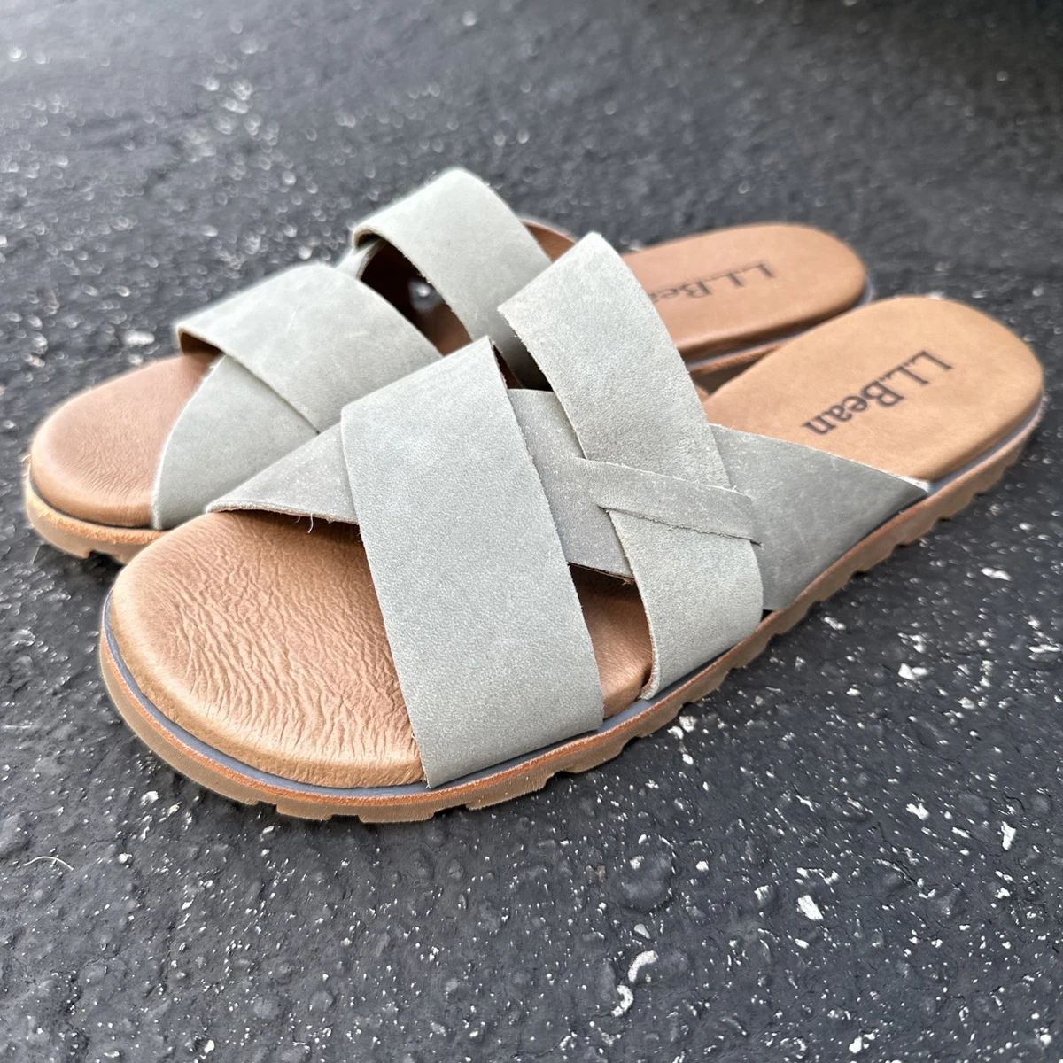 LL Bean Swift River  Gray Leather Flip Flops Thong Sandals Size 11 Medium L.L. Bean LL Bean Men main image 2