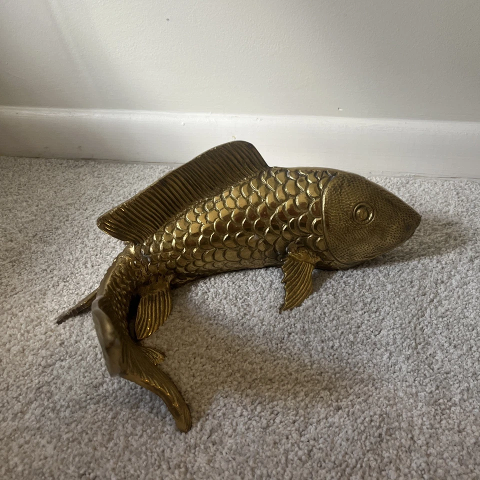 Raro Enorme Artefacto de Bronce Antiguo Asiático Pesado Grande De Colección Feng Shui: Pez Coy Foto 4 de 4