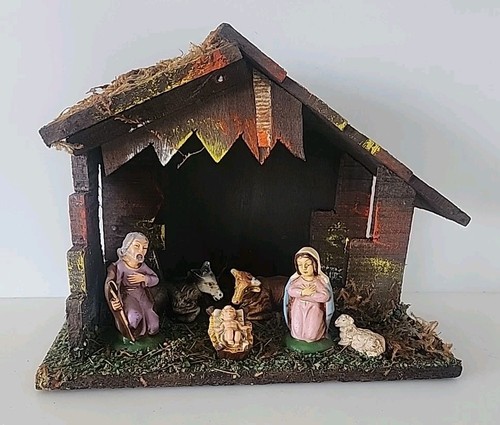 Belén Vintage Set 6 Figuras con Establo de Creche Italia