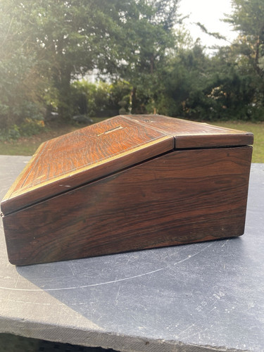 Handsome Antique Writing Slope With Rosewood Veneers - Picture 19 of 24