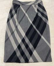 Burberry Plaid Silk Smoke Midi Skirt Size 8