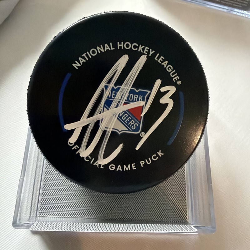 Alexis Lafreniere Signed Official NHL New York Rangers  Game Puck 