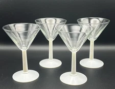 Set Of Four Art Deco Style Cocktail / Martini Glasses With White Stems
