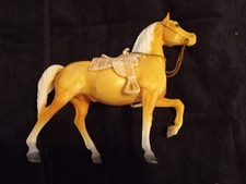 VTG BREYER Palomino Western Prancing Horse Chain Reins, Saddle Vtg 1971-85