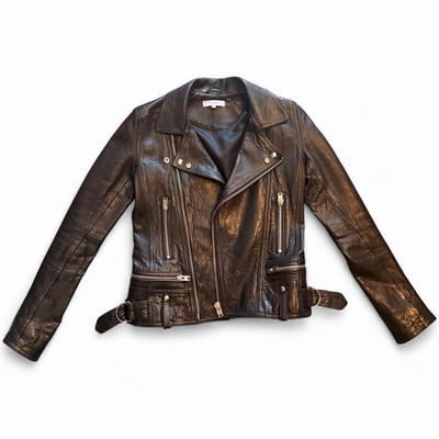 IRO Women s Black Lamb Leather Biker Jacket Slim Fit Size 34 (S)