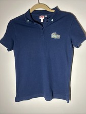 Lacoste LIVE Navy Blue Polo Shirt Pearl Beaded Croc Limited Edition Women Medium