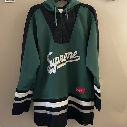 Felpa con cappuccio Supreme Script Logo Hockey Jersey Pullover Verde Taglia: Extra Large