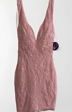 Windsor Pink Sequin Mesh V-Neck Bodycon Strappy Sleeveless Short Dress XS