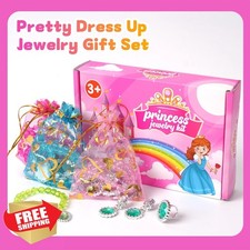 DIZRNOI Princess Jewelry Set Girls Necklace Bracelets Rings