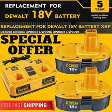 2Pack 18V XRP Battery or Charger for DEWALT DC9096-2 DW9095 DW9096 DC9098 DC9099