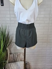 Varley High Waist Elastic Waistband Running Shorts Dark Green Small