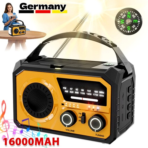 Solar Kurbelradio Notfall 16000mAh Powerbank AM/FM