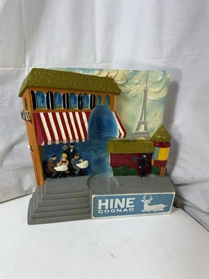 Vintage Hine Cognac Paris Cafe 3D Diorama Bar Display Eiffel Tower Chalkware 
