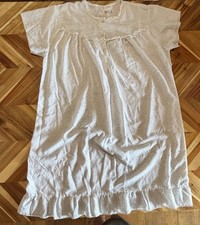 Vintage Katy USA Floral Nightgown House Dress White Lace Ruffle Hem One Size