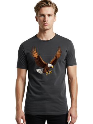 Bald-Eagle-Triangle Mens Graphic Tee, 100% Cotton, Casual Summer Wear