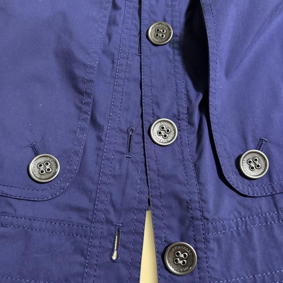 Burberry London Collarless Jacket Navy Polyester Nova Check Size 38 For Women thumbnail 10