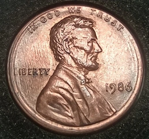 1986 P Lincoln Memorial Cent Red Uncirculated, Doubled Rim Error, DDO  - Image 3 of 4