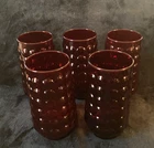 5 Vtg Bubble Ruby Red 16oz Lemonade Tumblers by Anchor Hocking..Depression Glass