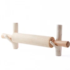 Wooden Rolling Pin Holder for Wall – 2 Pack Cherry Wood Wall Mounted Rustic D...