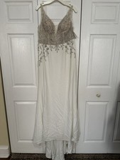 Galina Signature Sheer Plunge Beaded Corset Crepe Wedding Dress STYLE  SWG865