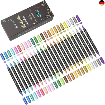 INK LAB Metallic Marker Stifte 24 Farben Metallischen Stift Pens Dual Tip für