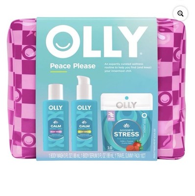 OLLY Limited Edition Peace Please Body Care & Vitamin Gift Set, 3 Count New