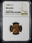 1948-S Wheat Lincoln Cent 1c NGC MS66 RD