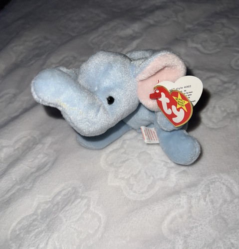 Ty Beanie Babies - Peanut - Light Blue - 3/2 Generation