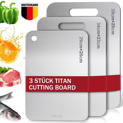 3Pcs Schneidebrett Doppelseitige Titan Schneidebretter Küche Camping New DE