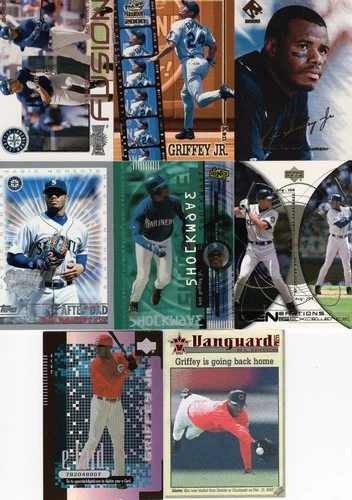 KEN GRIFFEY JR 14 CARD LOT FLEER,METAL,PRI-STOCK,TOPPS,UPPER D,IONIX,ETC BV $62