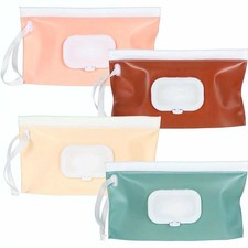 4 Pack Baby Wipes Dispenser Portable Wipes Holder Refillable Wet Wipes Container
