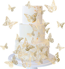 40 PCS Laser 3D Butterfly Cupcake Toppers Hollow Arts Cake Decorations for Baby