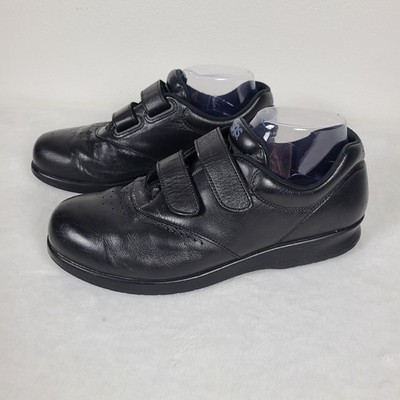 SAS Me Too EZ Strap Leather Walking Shoe Womens Size 9.5 Medium Black