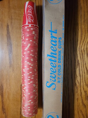 Vintage 75pcs Sweetheart Maryland Cup Coca Cola Coke Wax Coated Paper Cup 7 oz