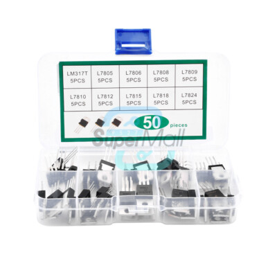50pcs 10 Values LM317T L7805-L7824 Voltage Regulator Transistor Triode Kit BOX