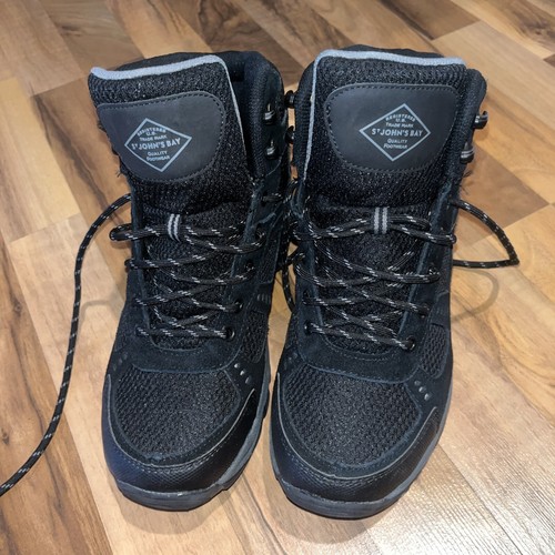 NWOT Men’s St. John’s Bay Black & Charcoal Hiking Boots SZ 8 MED Nice - Picture 4 of 6