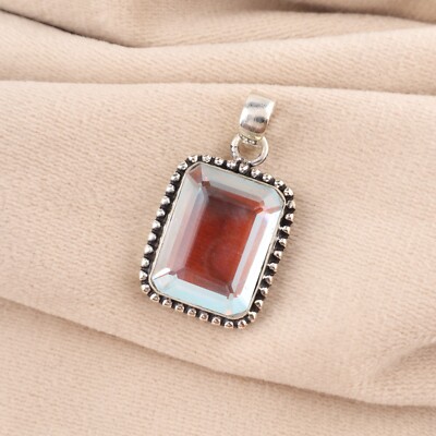 Birthday Gift For Her Rainbow Mystic Gemstone Pendant 925 Sterling Silver