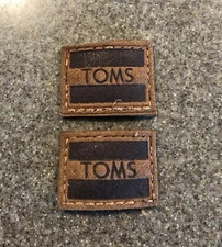 Unique Lot 2 Toms Shoe Brand Leather Sew On Patch Logo 7/8” X 1 1/8”
