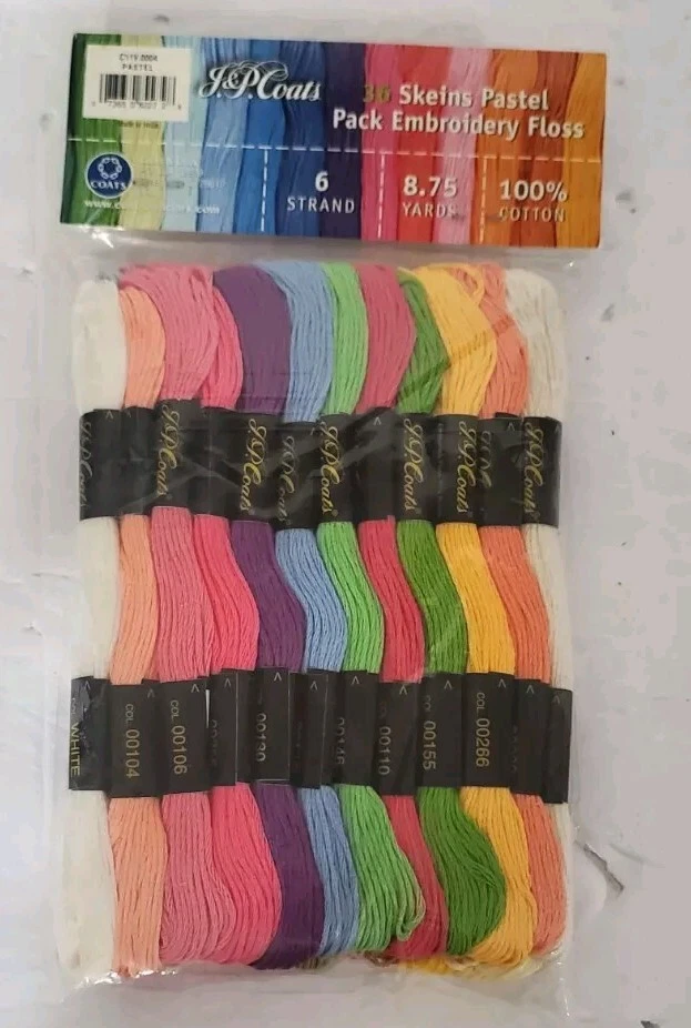 ✔️ J&P Coats 36 Skein Floral Embroidery Floss Pack Cotton 6 Strand 12 Colors - Image 4 of 4