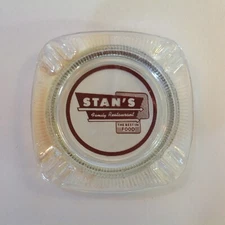 Vintage Souvenir Glass Ashtray Stan's Family Restaurant The Best in Food Marquee