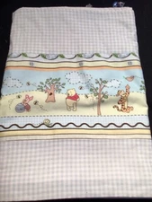 Window Valance Winnie the Pooh & Friends 170” x 14” light blue gingham