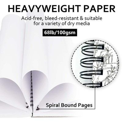 JOY SPOT! Sketch Book 5.5x8.5 Inch, Pack Of 2, 200 Sheets Total (68lb/100gsm), Spiral Bound - View #9