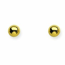 14K Solid Gold Mini Ball Stud Earrings 6 mm, 7 mm, 8 mm Yellow, Rose, White
