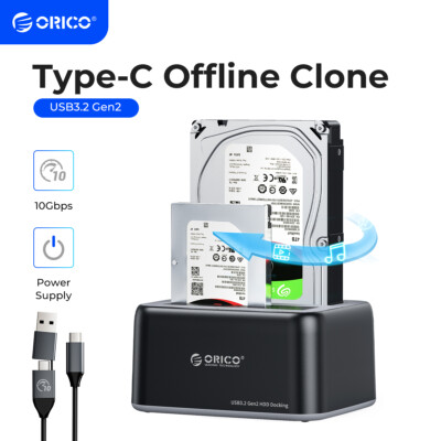 ORICO Docking Station 2 Bay Hard Drive Dock Enclosure for 2.5'' 3.5'' SATA HDD SSD